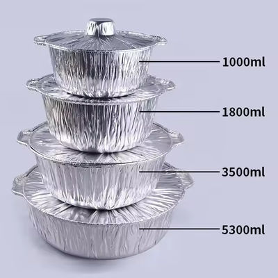 Disposable Round Aluminum Foil Pot Heavy Duty Foil Cooking Pot with Foiled Cover