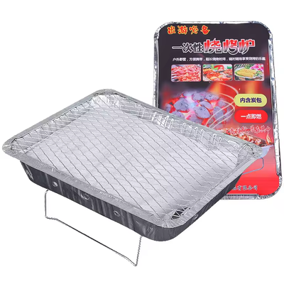 Alüminyum Barbekü Grill Tek kullanımlık Grill Pans Metal Mesh Alüminyum Stand